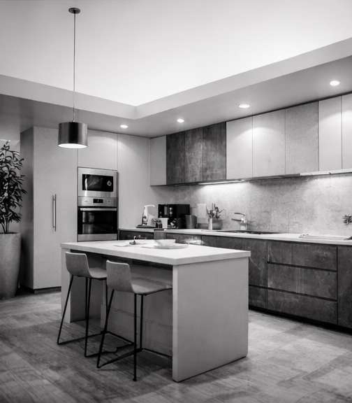 Modern modular kitchen and wardrobe solutions designed by Design Harmony interior designers in Hyderabad